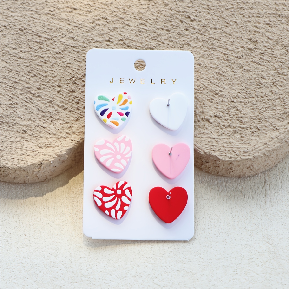 3 Pairs Christmas Fireworks Print Clay Texture Earrings
